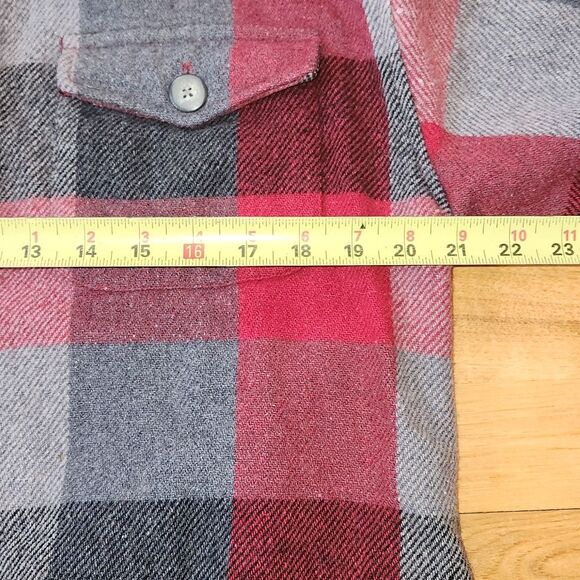 Field FG Gear Red Gray Wool Shirt Men S Long Sleeve Button-Up - Picture 7 of 9